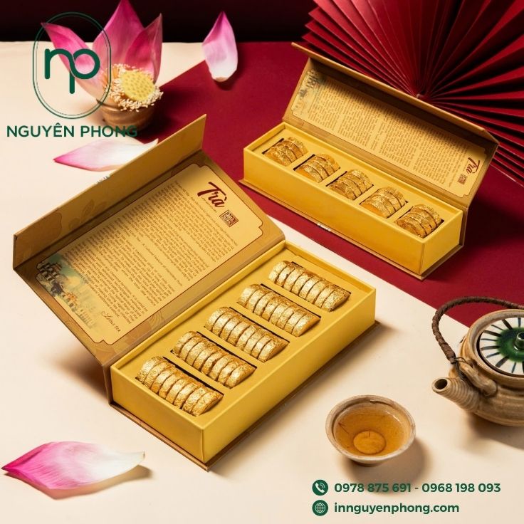 Mẫu hộp cứng đựng trà làm quà tặng 